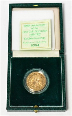 Lot 26 - Gold Proof £2 1989 '500th Anniversary of the Sovereign,' with cert, in CofI, FDC