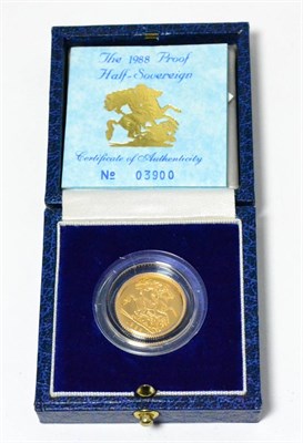 Lot 27 - Gold Proof Half Sovereign 1988, with cert, in CofI, FDC