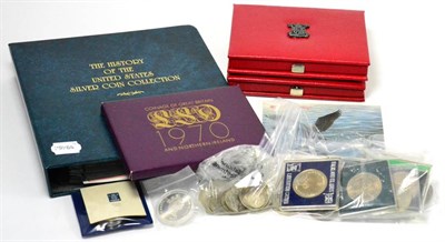 Lot 29 - Miscellaneous UK & Foreign Coins comprising: UK 3 x proof sets: 1970, 1989 & 1990, 12 x CuNi...