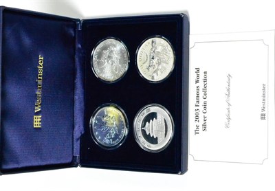 Lot 34 - A 4-Coin Silver Bullion Set comprising: Canada 5 dollars 'Maple Leaf,' USA 1 dollar 'Silver Eagle,'