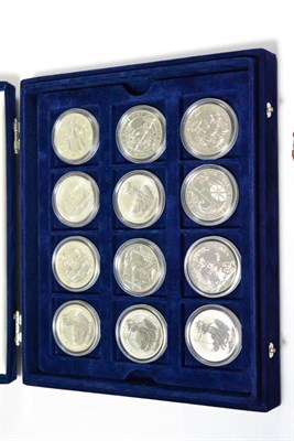 Lot 58 - 14 x Britannia 1oz Silver £2, 1998 to 2011 Inclusive, together with 4 x silver proof crowns...