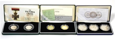 Lot 75 - 3 x Silver Proof Sets comprising: (1) a 3-coin crown/£5 set: 1972  'Silver Wedding,' 1997...