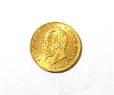 Lot 85 - Italy Gold 20 Lire 1863, 6.45g, .900 gold, minor marks/scuffs o/wise AVF/VF