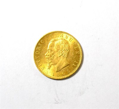 Lot 86 - Italy Gold 20 Lire 1865, 6.46g, .900 gold, minor scuffs VF