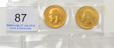 Lot 87 - 2 x Sovereigns: 1914 GVF & 1929SA Fine/AVF