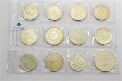 Lot 89 - 12 x Crown-Size Foreign Silver Coins comprising: Australia crown 1937, South Africa 2 x crowns 1952