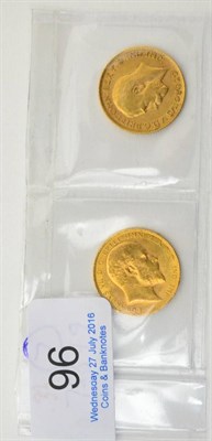 Lot 96 - 2 x Sovereigns: 1909 contact marks VF & 1912 contact marks AVF