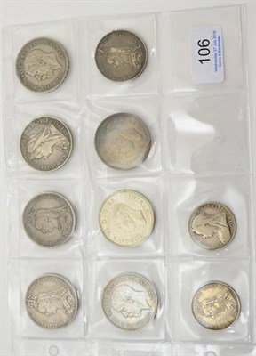 Lot 106 - 10 x English Silver Coins comprising: 7 x Crowns: 1889 Fine, 1892 AFine, 1900 LXIII small obv. edge