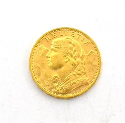 Lot 135 - ~ Switzerland, Gold 20 Francs 1930B, 6.45g, .900 gold, GVF