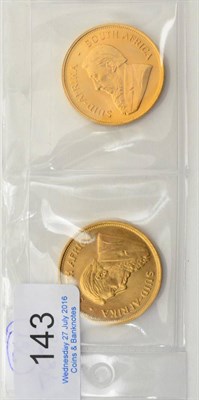 Lot 143 - ~South Africa 2 x Krugerrands, both 1975, each 1oz fine gold, UNC