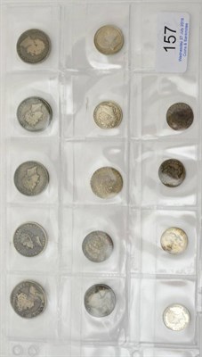 Lot 157 - 14 x English Silver Coins comprising: 5 x shillings: 1711 4th bust, plain in angles, 1826(x3) &...