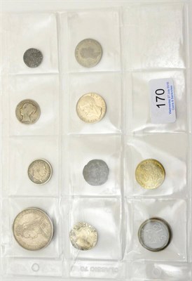 Lot 170 - Miscellaneous English & Foreign Coins comprising: crown 1887 faint scratches in obv. field...