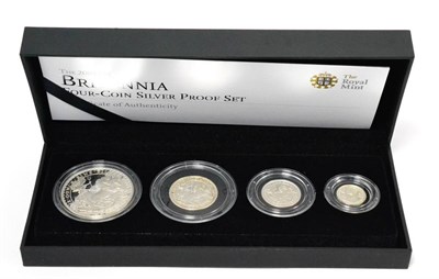 Lot 172 - Britannia 4-coin Silver Proof Set 2009 comprising: £2, £1, 50p & 20p, with cert, in CofI,...