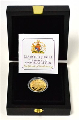 Lot 186 - Jersey, Gold Proof £1 2012 'Diamond Jubilee,' rev. Royal Arms, 7.98g, 22ct gold, 950 issued,...