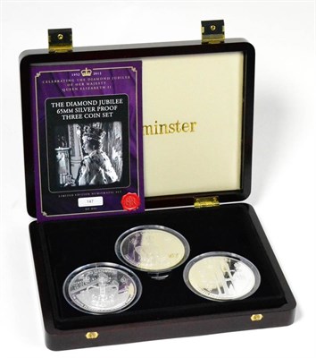 Lot 205 - Fiji, 3-Coin Silver Proof Set 'Diamond Jubilee 2012' comprising 3 x 10 dollars, each 65mm, each 1oz