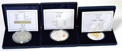 Lot 210 - 3 x 5 ounce Silver Coins/Medallions comprising: (1) Gibraltar £10 2005 'The Royal year -...