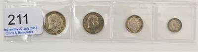 Lot 211 - Maundy Set 1902, 4d, 3d, 2d & 1d, toned GEF or+