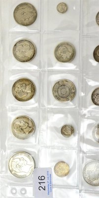 Lot 216 - 10 x Foreign Silver Coins comprising: Denmark 2 kroner 1875; Netherlands 2 x 1 guilder 1863 & 1864