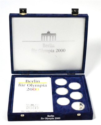 Lot 280 - Germany, a Set of 6 x Silver Proof Medallions, issued to support Berlin's bid to host the 2000...