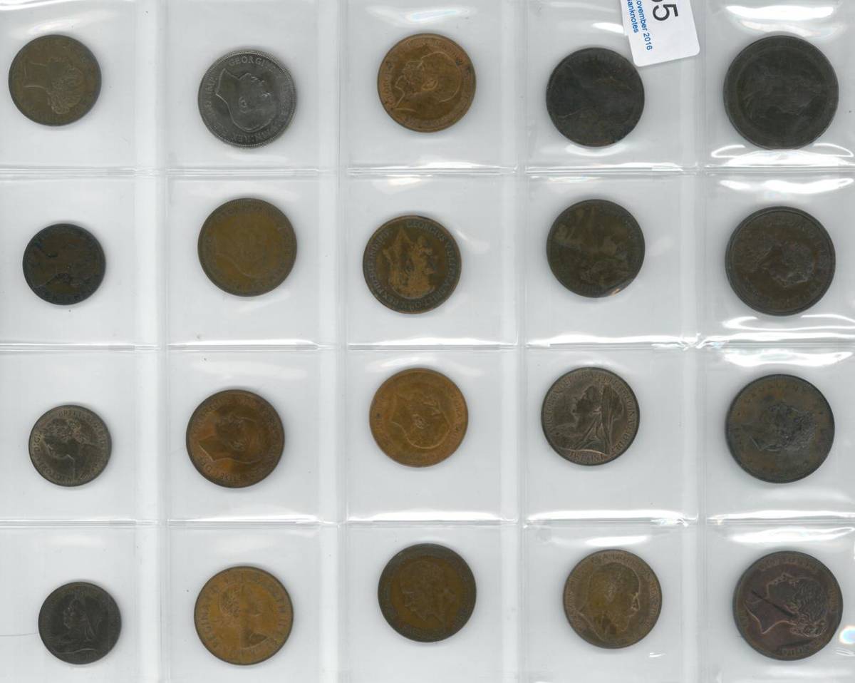 Lot 265 - A Collection of 41 x English Copper & Bronze Coins comprising: 16 x pennies: 1797 Fine+, 1806...