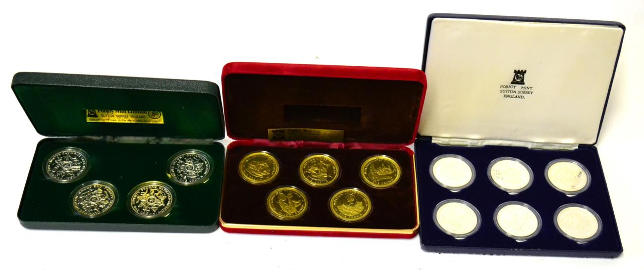 Lot 99 - Isle of Man, 3 x Sterling Silver Proof Sets: (1) a set of 5 x crowns 1979 '1000th Anniversary...