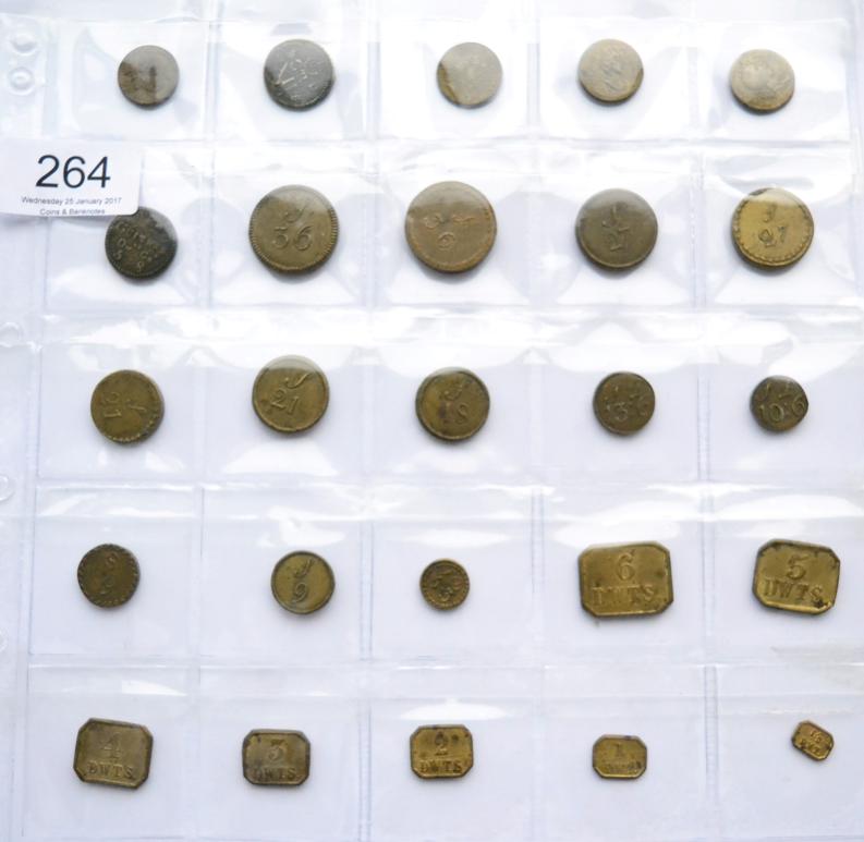 Lot 264 - A Collection of Brass Coin Weights comprising: Charles I angel (10 shillings) obv. crowned X &...