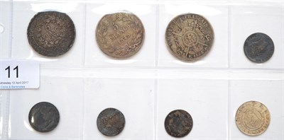 Lot 11 - France, 7 x 18th & 19th Century Silver Coins comprising: 3 x 5 francs: L'An IIA (1802-03),...