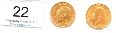 Lot 22 - George V, 2 x Sovereigns 1913 & 1914, VF to GVF