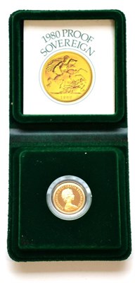 Lot 29 - Proof Sovereign 1980, with cert, in wallet of issue, FDC