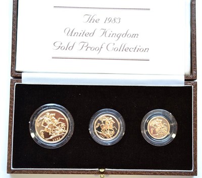 Lot 32 - Gold Proof Collection 1983 comprising: £2, sovereign & half sovereign, with cert, in CofI, FDC