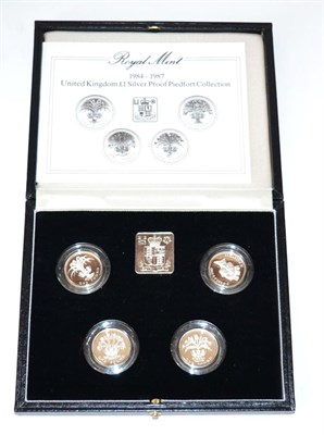 Lot 33 - UK Silver Proof Piedfort Collection comprising: 4 x £1 1984-1987, revs. national floral emblems