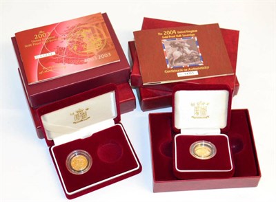 Lot 44 - 4 x Proof Half Sovereigns: 2001, 2002 Noad rev. crowned Shield of Arms, 2003 & 2004, with certs, in