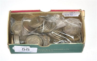 Lot 55 - £5 Face Value pre-47 silver, all bar one George V florins