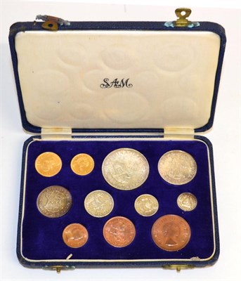 Lot 65 - South Africa Coronation Proof Set 1953, an 11-coin set comprising: gold pound 7.99g, gold half...