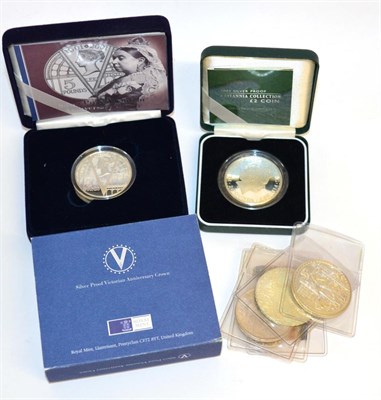 Lot 115 - Miscellaneous UK & Foreign Silver Coins comprising: silver proof Britannia £2 2003 with cert, in