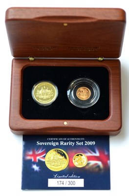 Lot 127 - Sovereign Rarity Set 2009,' a 2-coin gold set comprising: Australia gold proof sovereign (25...