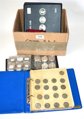 Lot 129 - A Collection of English Silver & Cupro-Nickel Coins, in 4 x albums & comprising: 112 x...