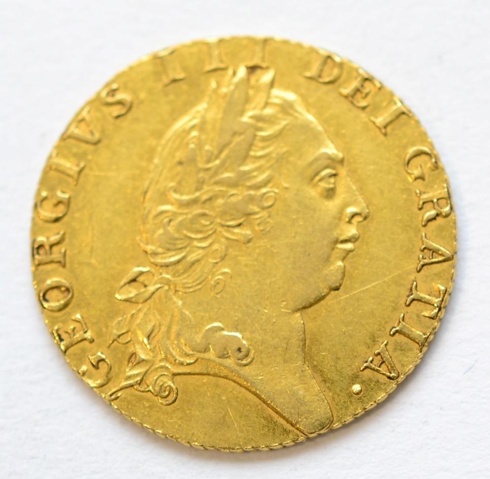 Lot 241 - George III, Guinea 1790 fifth laureate head, 'spade' rev., faint obv hairlines o/wise good edge...