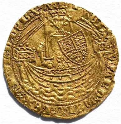 Lot 11 - Edward III, Gold Half Noble, Treaty Period (1361-1369), MM cross potent, London Mint; obv....