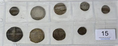 Lot 15 - 9 x English Hammered Silver Coins comprising: Edward I penny London Mint, full round flan, AVF;...