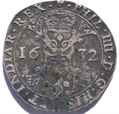 Lot 16 - Spanish Netherlands, Brabant Silver Patagon 1632, MM hand(?) Antwerp Mint, obv. PHIL. IIII....