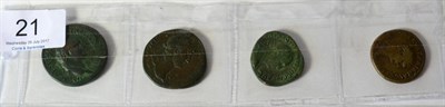 Lot 21 - Roman Imperial 3 x Sestertii comprising: Titus (as Augustus) brass sestertius, rev. Spes...