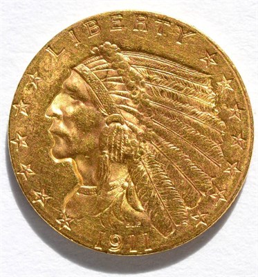 Lot 37 - USA Gold 2½ Dollars 1911 'Indian Head,' 4.18g, .900 gold, minor contact marks VF/GVF