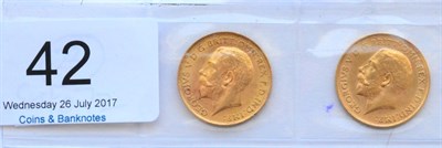 Lot 42 - George V, 2 x half Sovereigns: 1911 & 1912 GVF or+