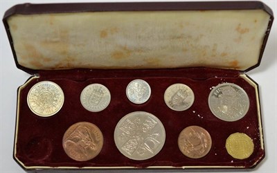 Lot 49 - Part Proof Set 1953, 9 coins halfpenny to crown (NB farthing missing), in CofI (foxing inside lid)