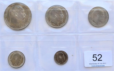 Lot 52 - Edward VII a Set of Matt Silver Proofs 1902 comprising: crown, halfcrown, florin, shilling &...