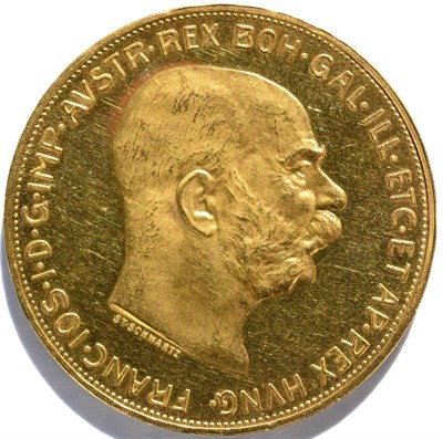 Lot 54 - Austria, Restrike Gold 100 Corona 1915, 33.94g, .900 gold, EF/GEF