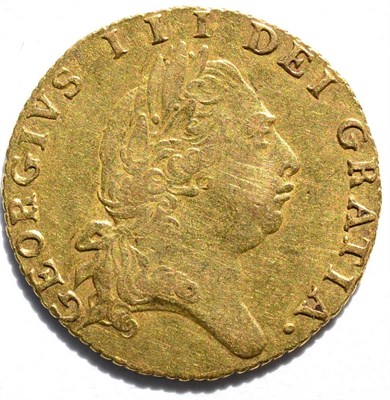 Lot 74 - George III Half Guinea 1797, fifth laureate head, 'spade' rev., 4.18g, trivial contact marks &...