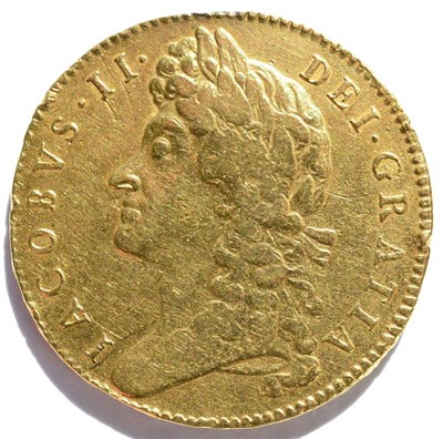 Lot 80 - James II, 5 Guineas 1688 QVARTO, second laureate bust; trace of edge mount at 12 o'clock but no...