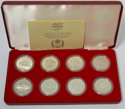 Lot 84 - A Set of 8 x Silver Proof Crowns, issued for the Queen's Silver Jubilee 1977 & comprising: GB,...